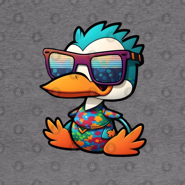 Retro Ruddy Duck Cartoon with Oversized Sunglasses by Xtian Dela ✅